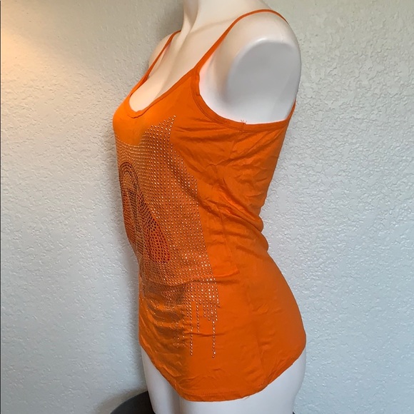 Orange Rhinestone Strappy Top - Picture 3 of 7